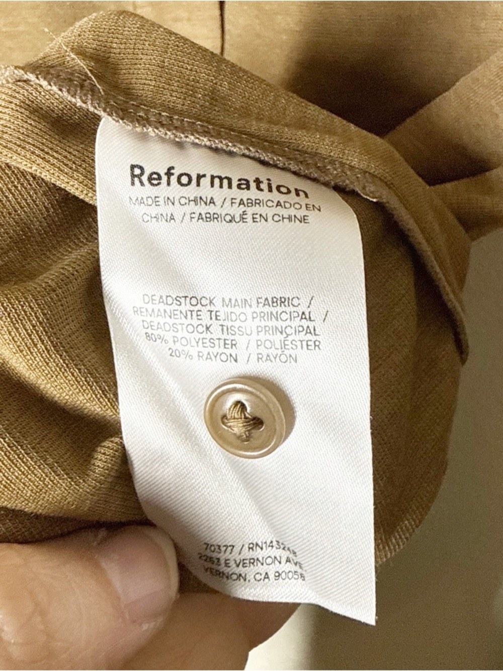 Reformation Womens Harriet Long Sleeve Henley Top Camel Tan Sz M - Picture 5 of 5